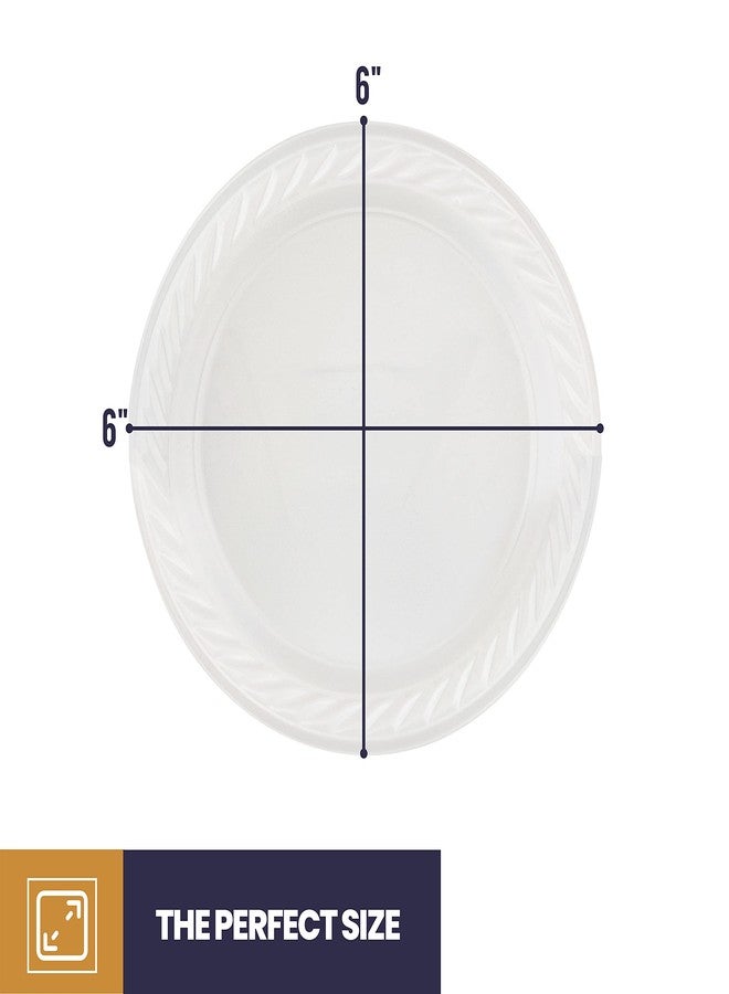 BluShine 250 Pack - 6 Inch White Plastic Plates Disposable Strong and Sturdy - Image 3