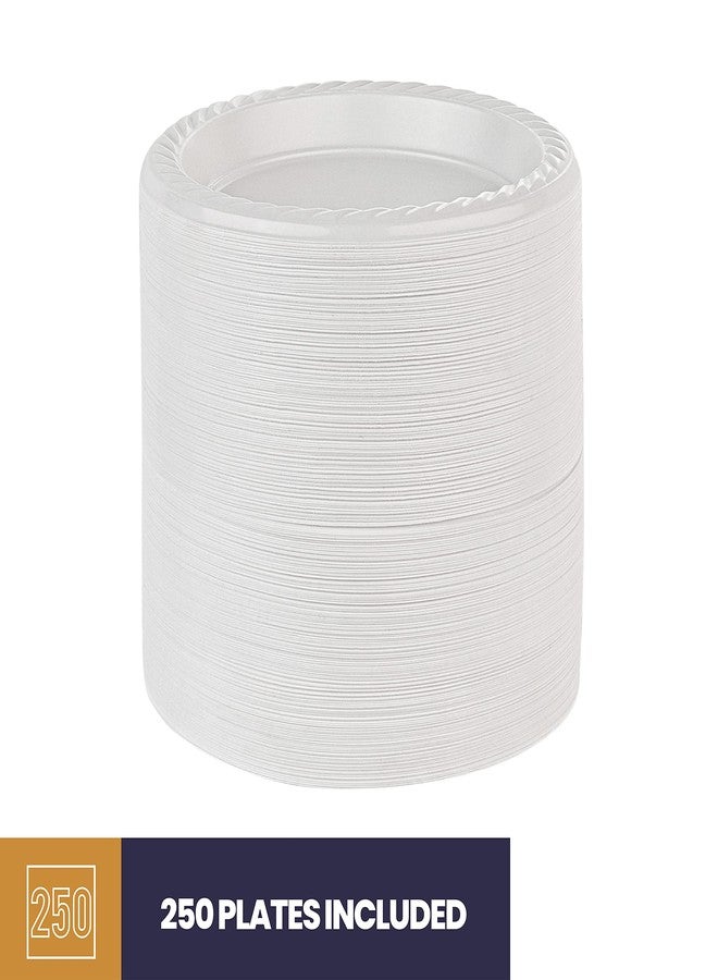 BluShine 250 Pack - 6 Inch White Plastic Plates Disposable Strong and Sturdy - Image 5