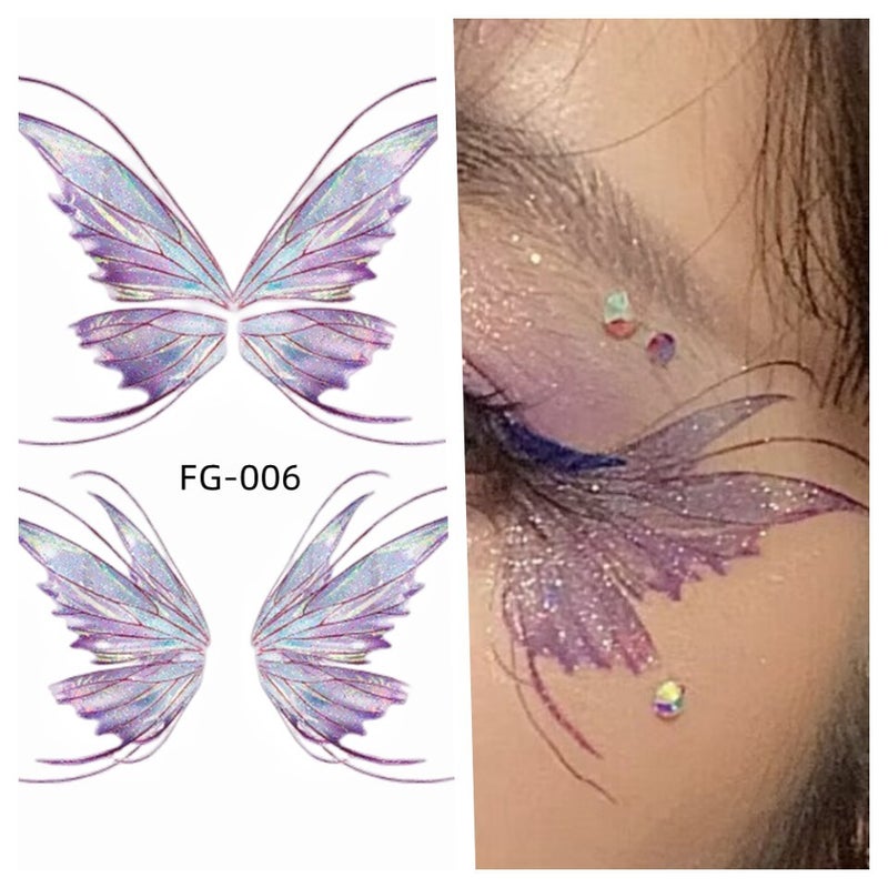 Shimmer Gradient Butterfly Wing Tattoo Face Stickers for Kids - DIY Eye Art Decals for Performance &  Runway - Image 3