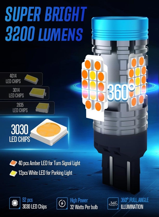 مصابيح LED ثنائية اللون 7443 من نوع evntyps خالية من أخطاء CANBUS مع مقاومة مدمجة مضادة للوميض السريع، مصباح LED ثنائي اللون 7444NA 7443A T20 WY21W لضوء إشارة الانعطاف الكهرماني وضوء النهار/الوقوف الأبيض (قطعتان) - Image 3