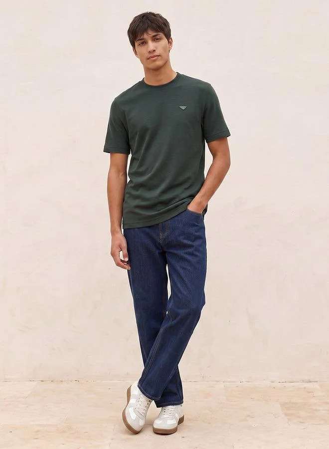 لي كوبر Lee Cooper Regular Fit Crew Neck Textured T-shirt