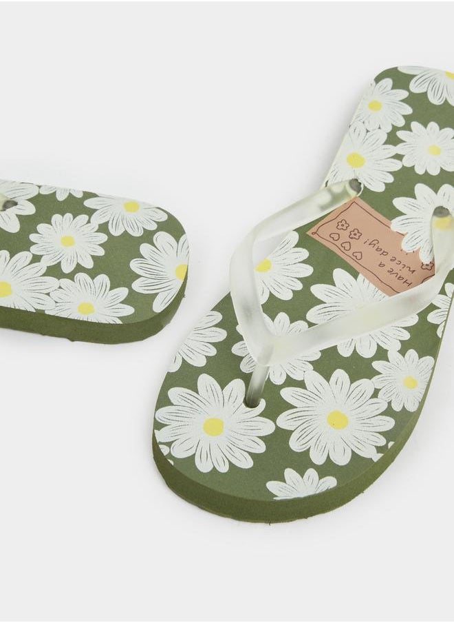 Styli Floral Print Flip Flops  - Image 3