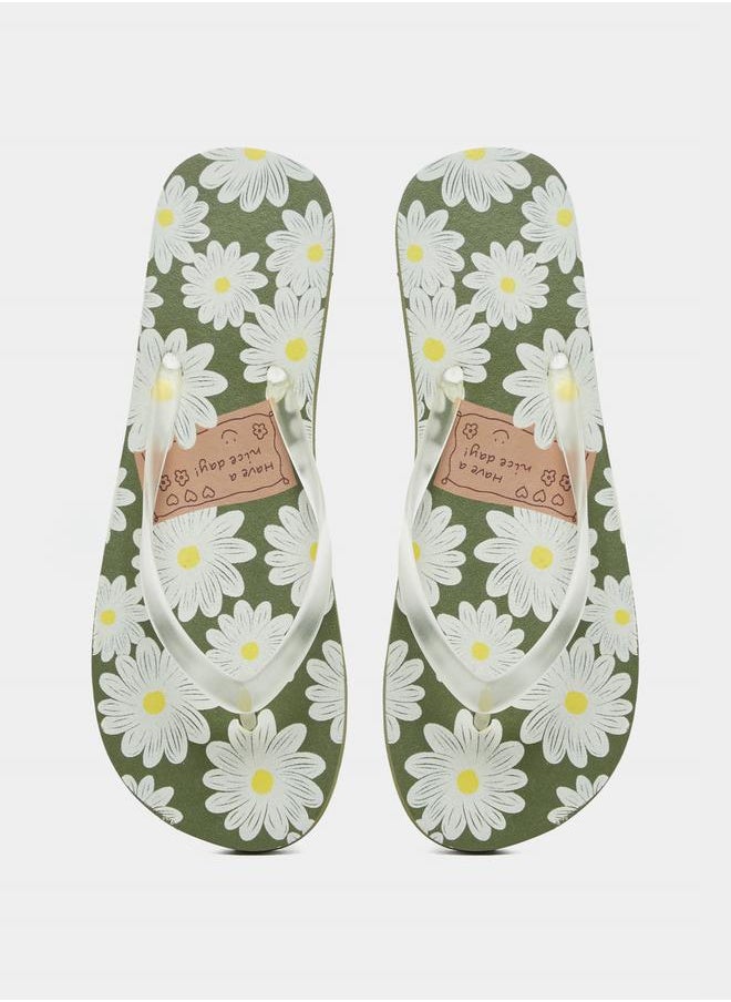 Styli Floral Print Flip Flops  - Image 5