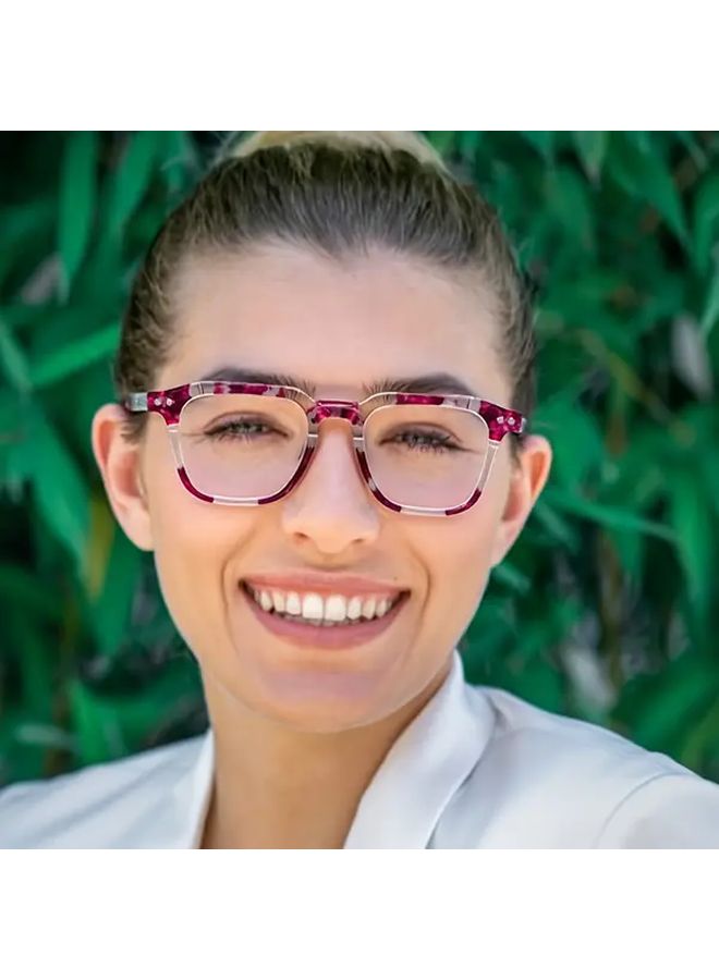 Square Frame Reading Glasses Transparent Purple 2.5 Magnification Fashion Set Unisex PC Material - Image 2