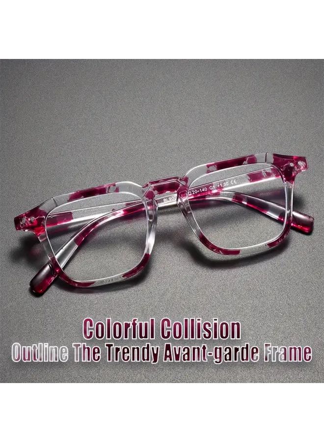 Square Frame Reading Glasses Transparent Purple 2.5 Magnification Fashion Set Unisex PC Material - Image 1