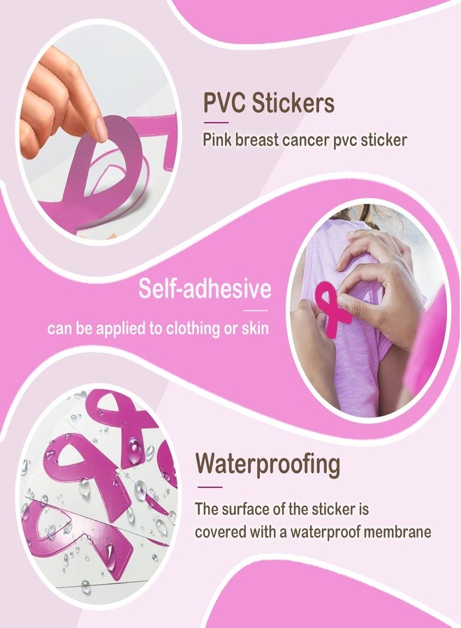 Dxmimer 30 Pcs Breast Cancer Awareness Accessories, Include Breast Cancer Bracelets Silicone, Breast Cancer Ribbon Pins and Bulk Pink Ribbon Stickers for Charity Public and Social Event Supplies - Image 3
