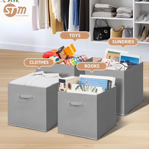 STORAGE MANIAC Storage Cubes 13 Inch Collapsible Storage Bins with Handles 4 Pack Fabric Foldable Bins for Organization Durable Storage Bins for Closet Shelves Offices 4Pack Grey - Image 3