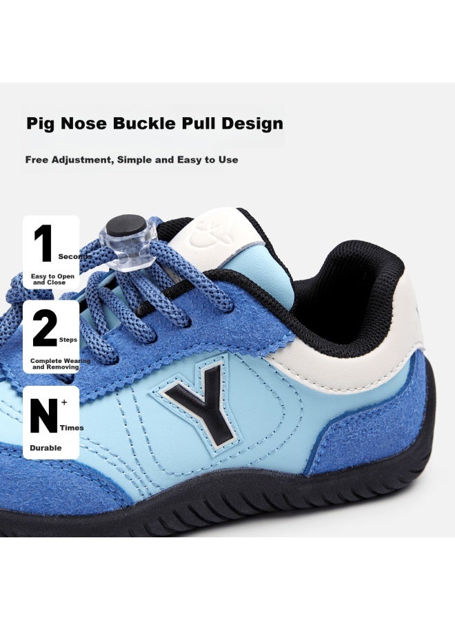 Yearcon Kids  Spring Girls' Sports Shoes Soft Sole Boys' Training Shoes Colorblock Children's Shoes Blue Size 35 - Image 3