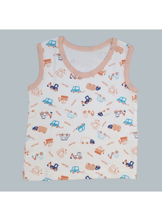 ZAIN GOLDEN Unique T-Shirt and Shorts Vehicles Sleeveless Set ID2477 (Color: Orange) (Size: 12-18 Months) - Image 1