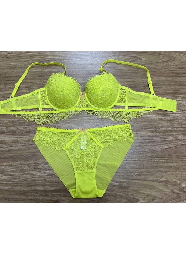 KUYING - New Vine Jacquard Half Cup Lace Bra Small Chest Gathering Anti Drop Bra Set - Image 1
