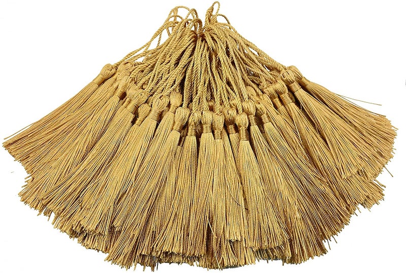 TIMESETL TIMESETL 50 Psc 13cm5 Inch Silky Floss Craft Tassels Handmade Tassel with Loop for Jewelry Making Souvenir Bookmarks DIY Craft Accessory Champagne - Image 1