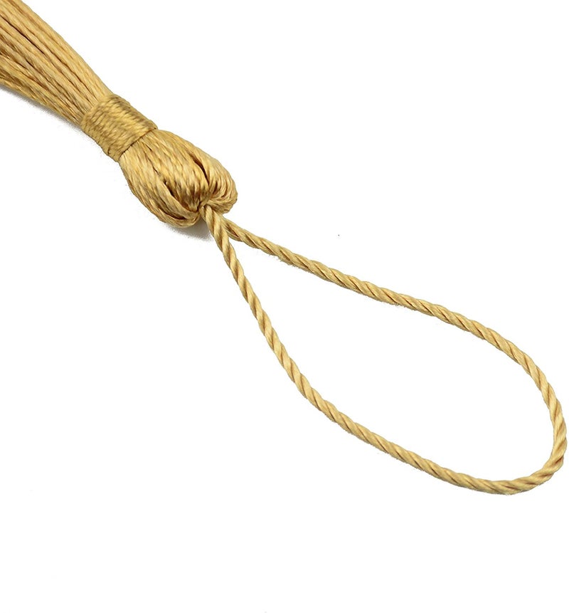 TIMESETL TIMESETL 50 Psc 13cm5 Inch Silky Floss Craft Tassels Handmade Tassel with Loop for Jewelry Making Souvenir Bookmarks DIY Craft Accessory Champagne - Image 5