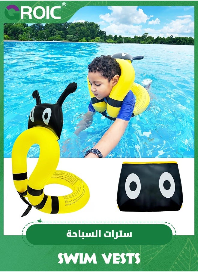 GROIC Floaties Swim Vest for Child, Portable Inflatable Pool Floats Swimming Ring with Adjustable Safety Buckle, Safety Swim Arm Bands with Double Surround Air Bag, for Kids 22-44 lbs  - Image 1