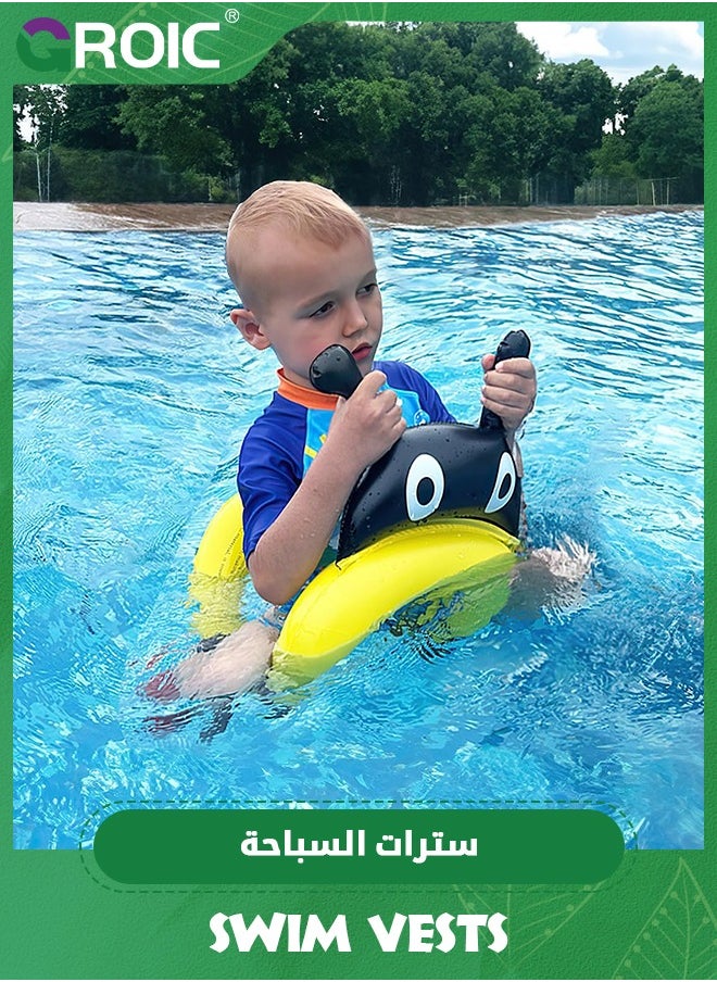 GROIC Floaties Swim Vest for Child, Portable Inflatable Pool Floats Swimming Ring with Adjustable Safety Buckle, Safety Swim Arm Bands with Double Surround Air Bag, for Kids 22-44 lbs  - Image 3