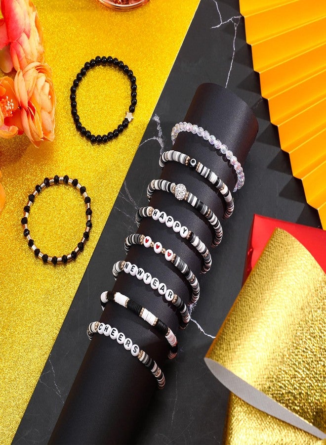 Quelay 10 Pcs Happy New Year Beaded Bracelets Traditional Spring Festival Stretch Bracelets Bulk Jewelry for Women Friendship New Year Party Gifts - Image 4