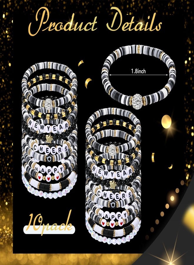 Quelay 10 Pcs Happy New Year Beaded Bracelets Traditional Spring Festival Stretch Bracelets Bulk Jewelry for Women Friendship New Year Party Gifts - Image 2