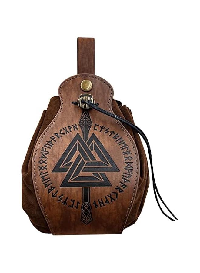 Medieval Faux Leather Pouch, Portable Drawstring Purse, Vintage Belt Pouch Dice Bag For LARP Ren Faire  - Image 2