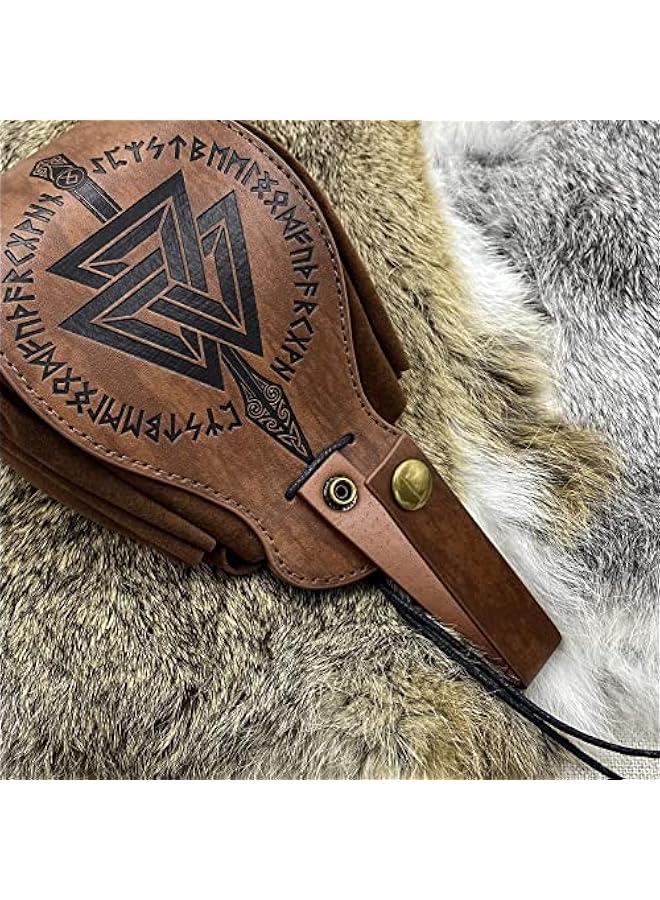 Medieval Faux Leather Pouch, Portable Drawstring Purse, Vintage Belt Pouch Dice Bag For LARP Ren Faire  - Image 4