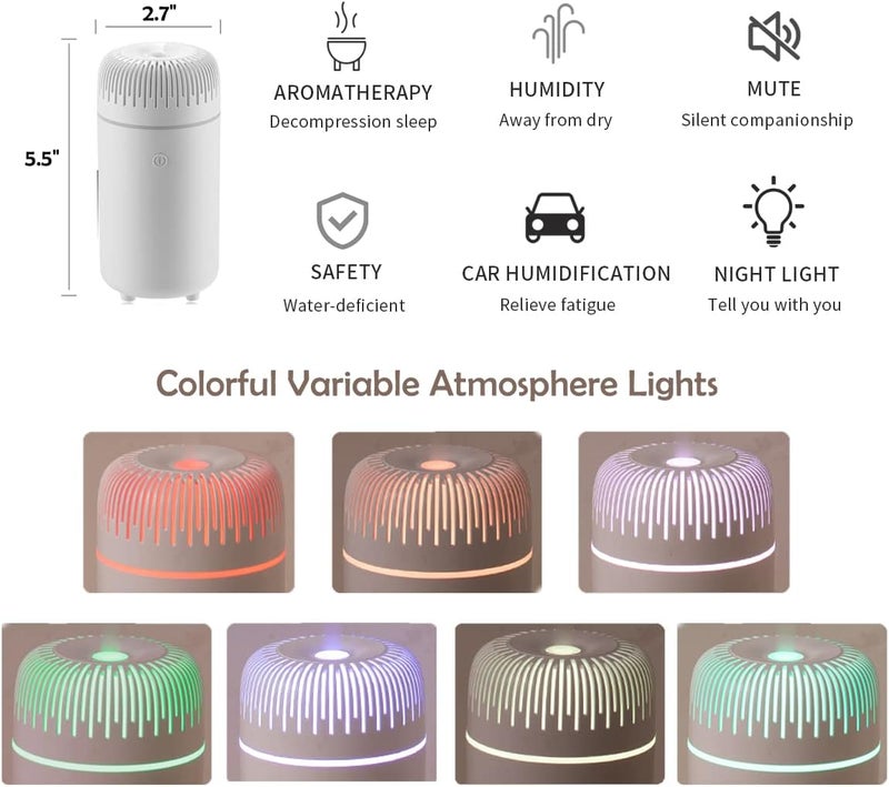 UNEE Car Aroma Diffuser 100ml Sunshine Humidifier Aromatherapy Essential Oil Diffuser USB Cool Mist Mini Diffuser for Car Home Office Bedroom (Pink) - Image 4