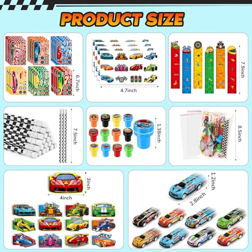 BenLouis 96Pcs Race Car Party Favors Racing Theme School Stationery Set Bulk for Kids Fast Racecar Wheel Birthday Party Goodie Bag Stuffers Classroom Gifts Rewards Pinata Filler - Image 3
