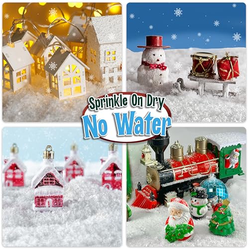 stargo Fake Snow for Christmas Village - Faux Snow Flakes for Christmas Tree Snow Decoration, Artificial Snow for Holiday Décor, Winter Displays, Flocked Tree Snowflakes, 10 Ounces Sparkling White Craft Snow - Image 2