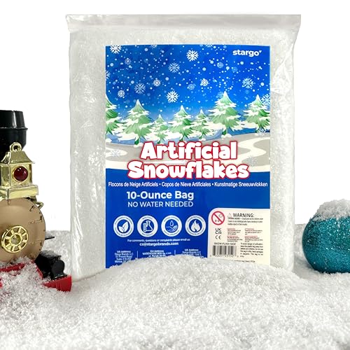 stargo Fake Snow for Christmas Village - Faux Snow Flakes for Christmas Tree Snow Decoration, Artificial Snow for Holiday Décor, Winter Displays, Flocked Tree Snowflakes, 10 Ounces Sparkling White Craft Snow - Image 1