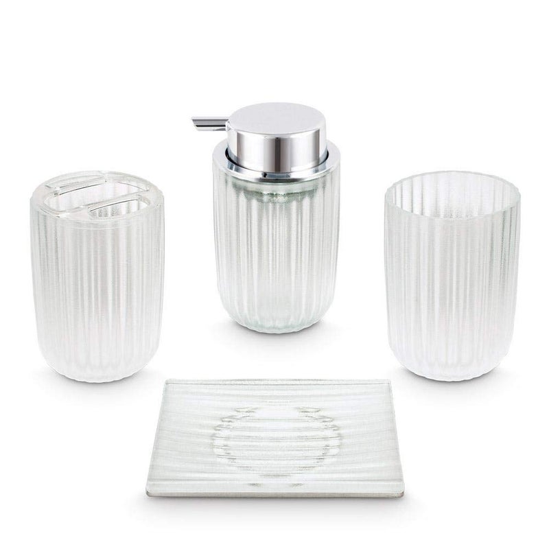 Freelance Freelance Acrylic Oasis 4 Pieces Bathroom SetDispenser Toothbrush Holder Tumbler Soap Dish Transparent