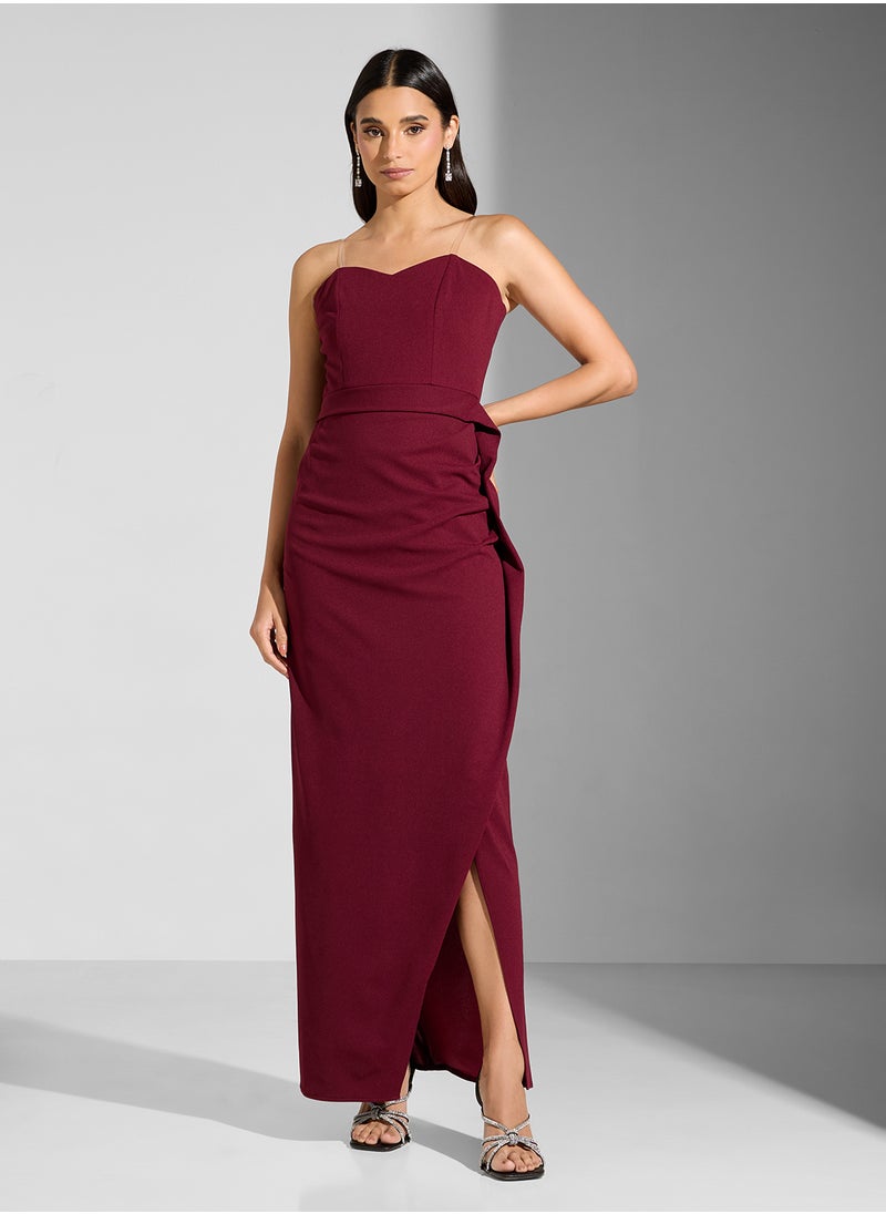 Namshi x Bandeau Dress With Detachable Body Cape  - Image 5