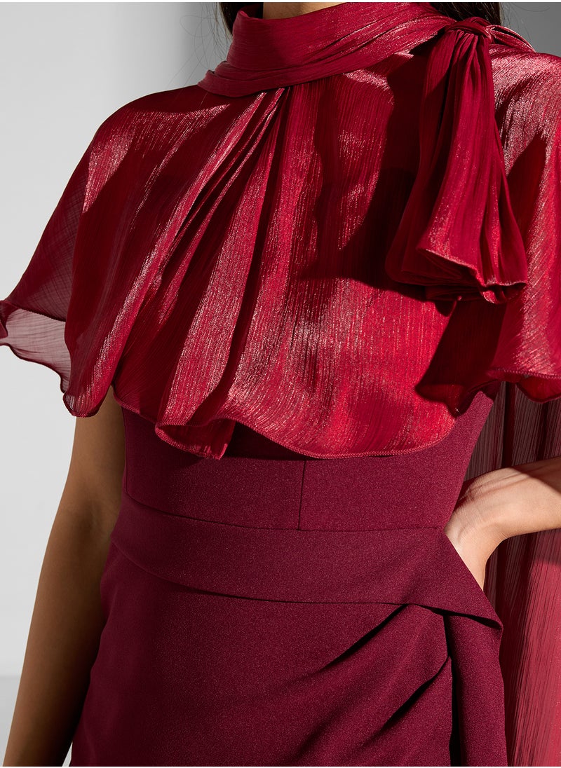 Namshi x Bandeau Dress With Detachable Body Cape  - Image 4