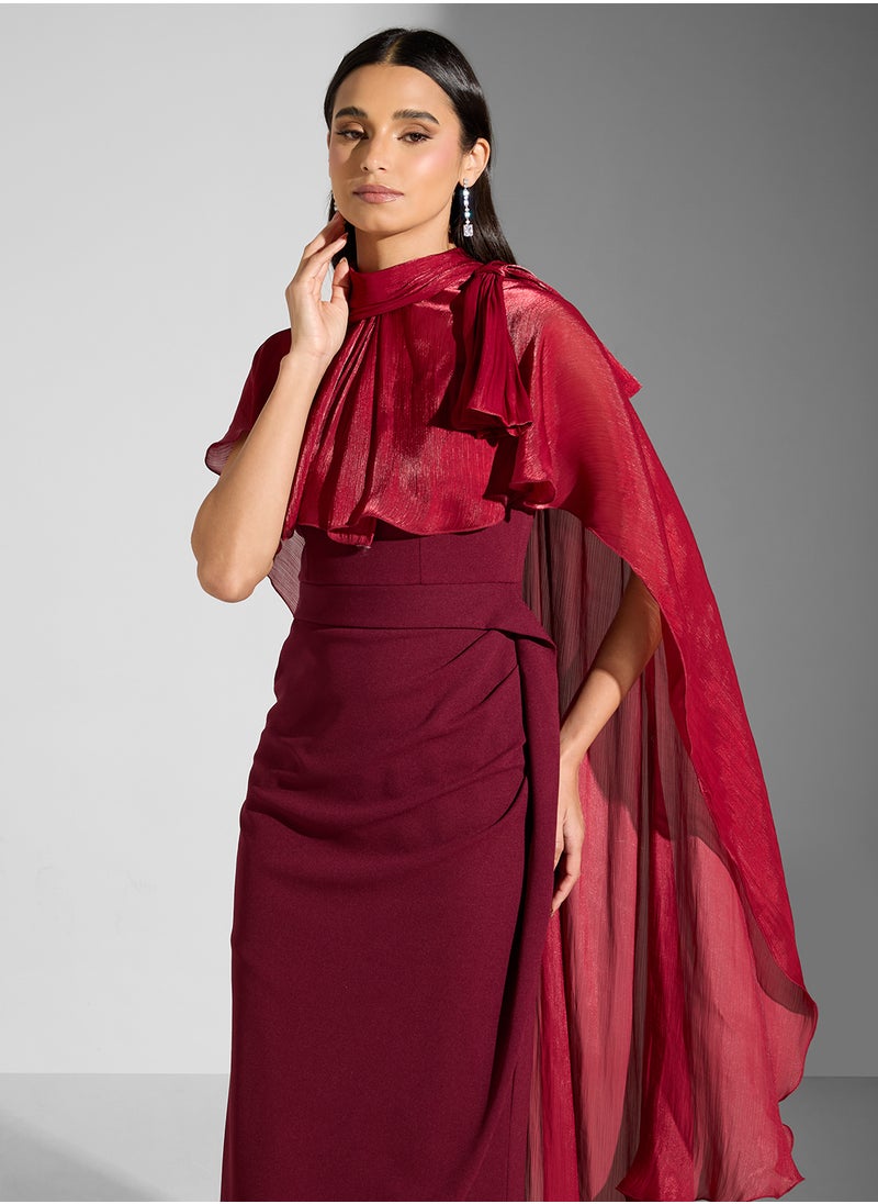 Namshi x Bandeau Dress With Detachable Body Cape  - Image 3