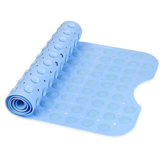 ZURITY Bath Mat with Anti Slip Suction Cup for Bathtub and Shower Bathroom Bath Tub Mat with Suction Cups Drain Holes for Bathroom Clear Royal Blue - Image 1