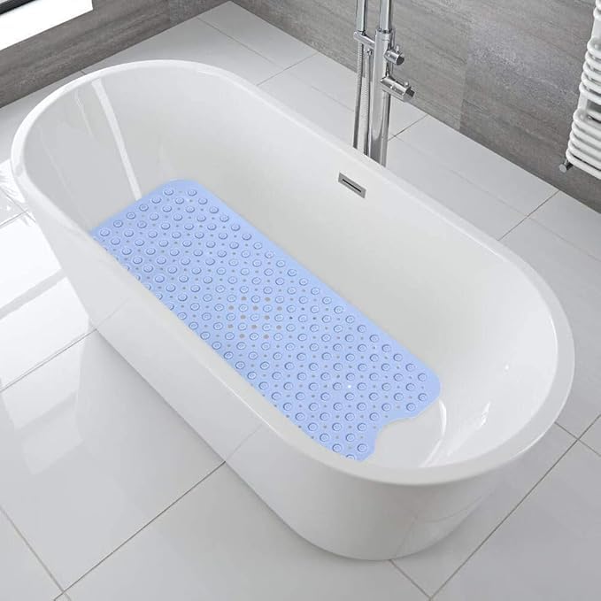 ZURITY Bath Mat with Anti Slip Suction Cup for Bathtub and Shower Bathroom Bath Tub Mat with Suction Cups Drain Holes for Bathroom Clear Royal Blue - Image 2