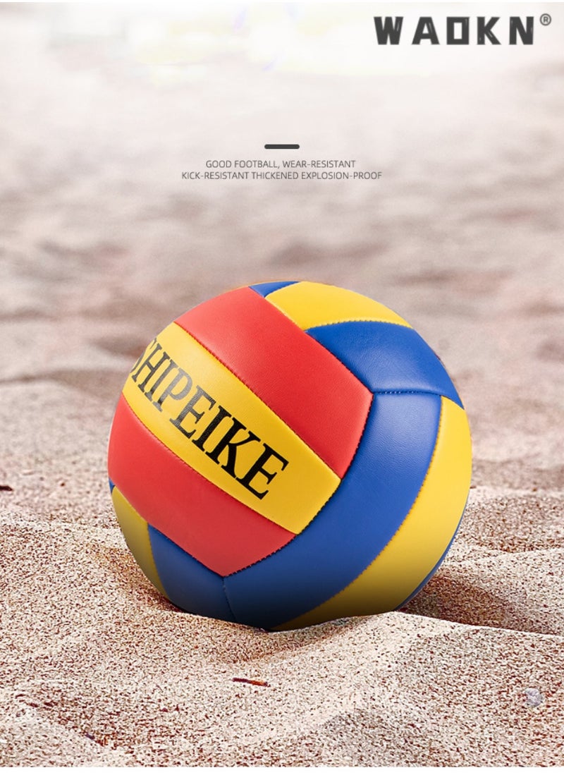 WAOKN Inflatable Soft Volleyball,Volleyball PU Leather Soft Outdoor Soft Adult Volleyball Explosion-proof Machine Sewing Standard No. 5 for Indoor, Competition,Training,Beach Volleyball  - Image 2