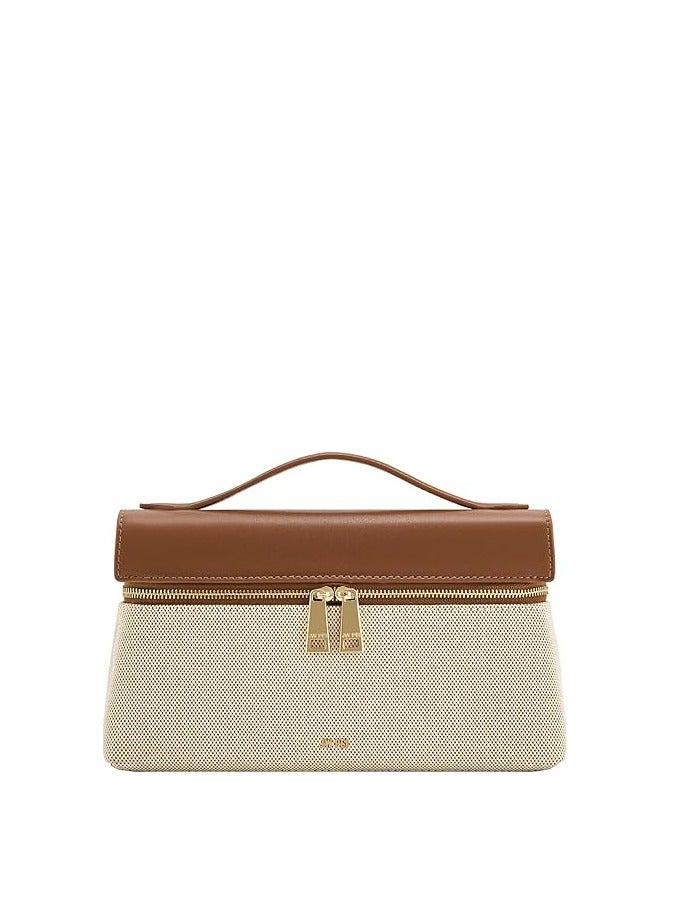 جي دبليو بي ثيا توت مزاج أنيق مربع يدوي التنقل حقيبة اليد المألوفة - قماش بني - Image 1