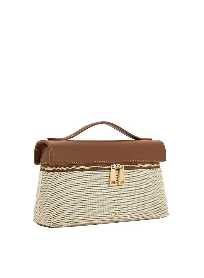 جي دبليو بي ثيا توت مزاج أنيق مربع يدوي التنقل حقيبة اليد المألوفة - قماش بني - Image 2