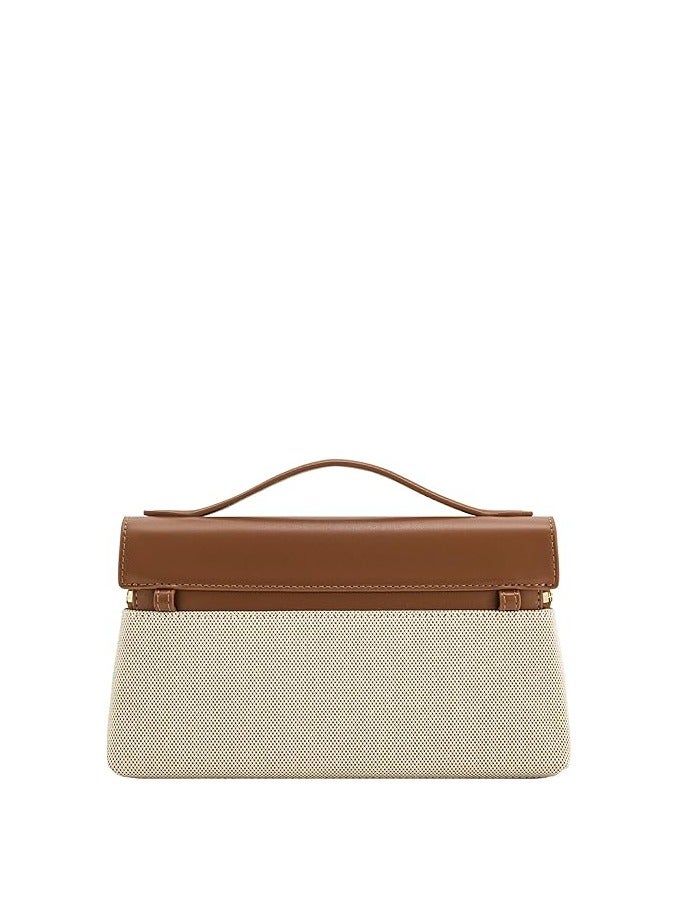 جي دبليو بي ثيا توت مزاج أنيق مربع يدوي التنقل حقيبة اليد المألوفة - قماش بني - Image 3