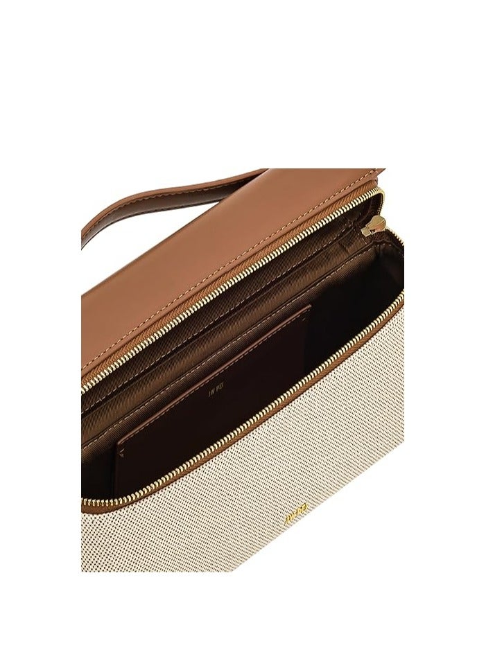 جي دبليو بي ثيا توت مزاج أنيق مربع يدوي التنقل حقيبة اليد المألوفة - قماش بني - Image 4