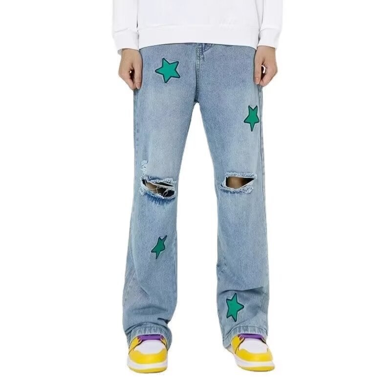 Unisex Classic Denim Jeans Loose Fit Daily Outdoor Wear - Image 1