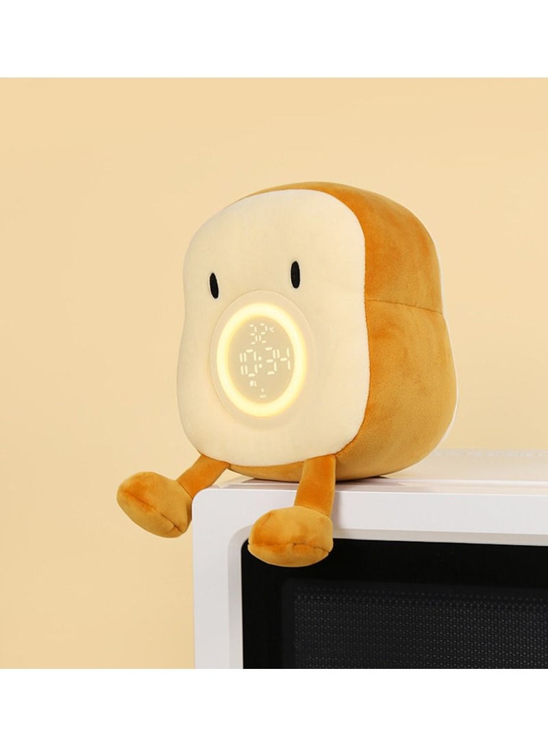 Y&D Cute Alarm Clock Bedroom Clock with Dual and Snooze 9In Cozy Toast Bread Plushies Rechargeable Dimmable Bedside Night Light Nightstand Decor Gifts Ideal for Kids Girls Boys Women - Image 2