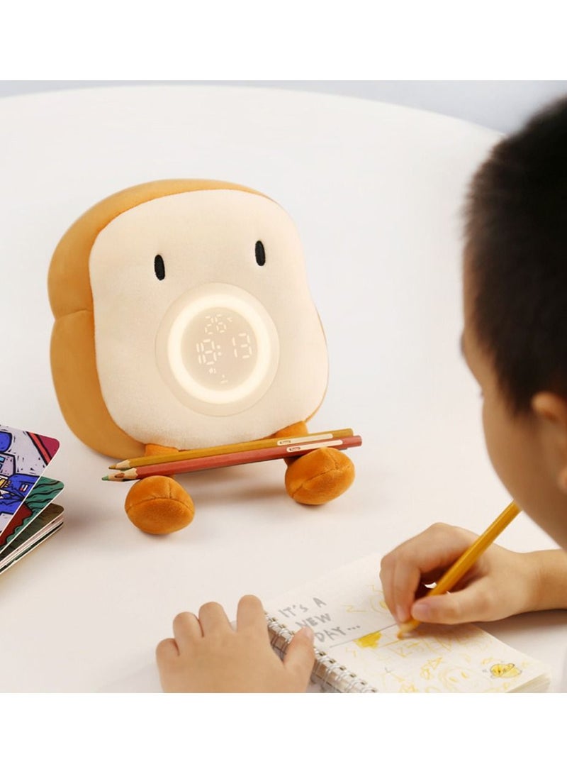 Y&D Cute Alarm Clock Bedroom Clock with Dual and Snooze 9In Cozy Toast Bread Plushies Rechargeable Dimmable Bedside Night Light Nightstand Decor Gifts Ideal for Kids Girls Boys Women - Image 4