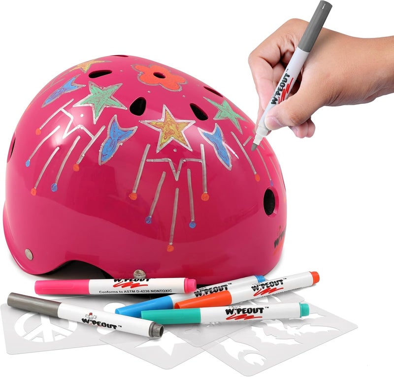 Wipeout Unisex-Youth Dry Erase Kids Bike Helmet, Neon Pink, Ages 5+ - Image 2