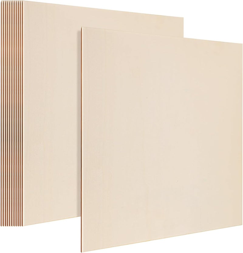 Beavorty 12pcs Unfinished Wood Square Boards for Crafts and Wood Burning Projects, 30cm Plywood Panels for DIY Engraving, Painting, and Woodcraft Supplies - Image 1