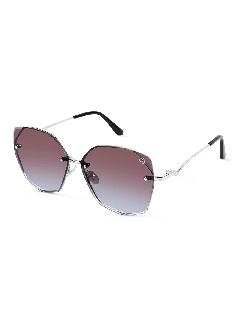 Woggles Latest & Stylish UV Protected Dusk Gradient Purple Oversized Rimless Sunglasses for Women
