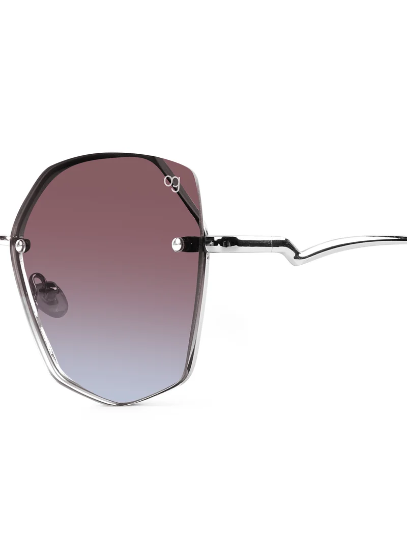 Woggles Latest & Stylish UV Protected Dusk Gradient Purple Oversized Rimless Sunglasses for Women