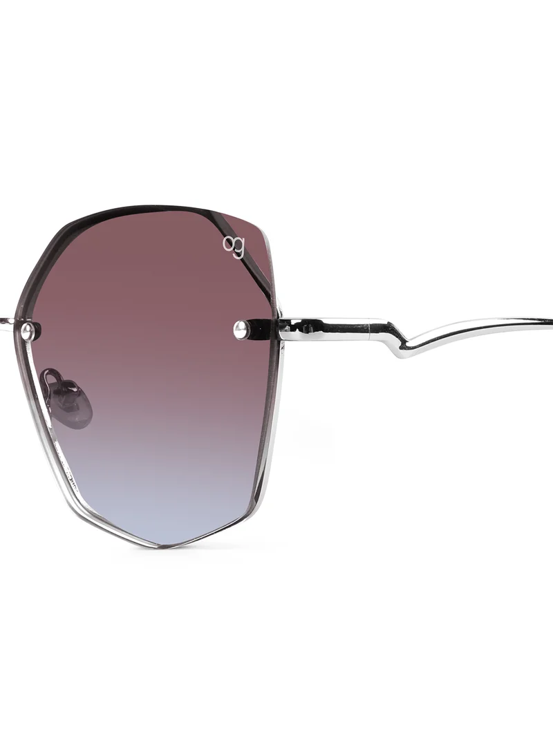 Woggles Latest & Stylish UV Protected Dusk Gradient Purple Oversized Rimless Sunglasses for Women