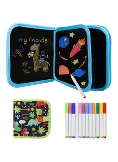 Generic Drawing pad magic erasable writing tablet children's toys painting book doodle board with 12 colored pens random design  - Image 1