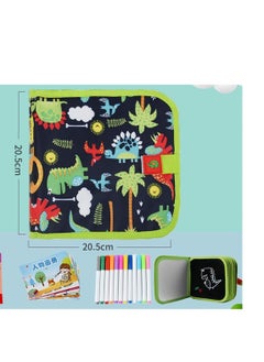 Generic Drawing pad magic erasable writing tablet children's toys painting book doodle board with 12 colored pens random design  - Image 4