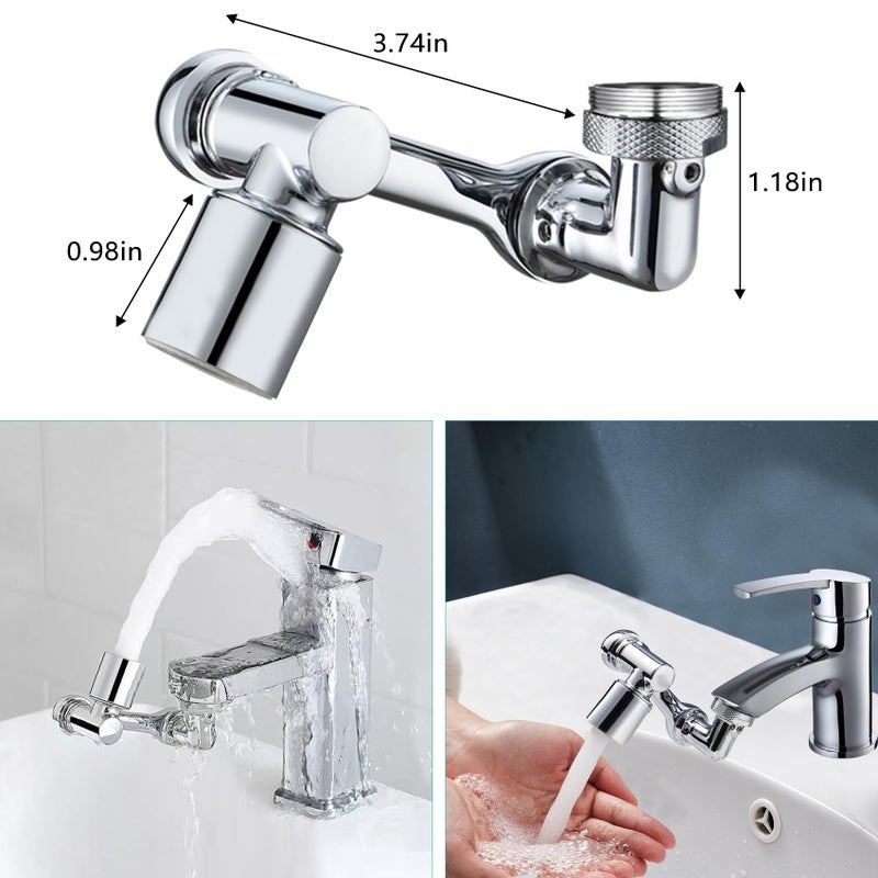 HAPPUP 1080Â°Swivel Faucet Extender, Sink Water Faucet Aerator Extension in Brass, Swivel Robotic Arm Bathroom Faucet Extender, Kitchen Rotating Extension Filter with 2 Mode Splash - Image 5