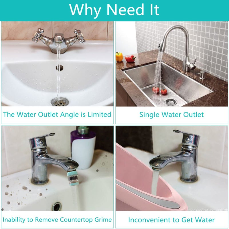 HAPPUP 1080Â°Swivel Faucet Extender, Sink Water Faucet Aerator Extension in Brass, Swivel Robotic Arm Bathroom Faucet Extender, Kitchen Rotating Extension Filter with 2 Mode Splash - Image 3