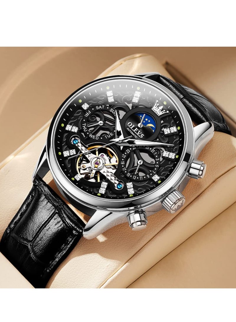 أوليفز ساعة OLEVS للرجال ميكانيكية رسمية كاجوال جلدية مقاومة للماء 6658 - Image 3